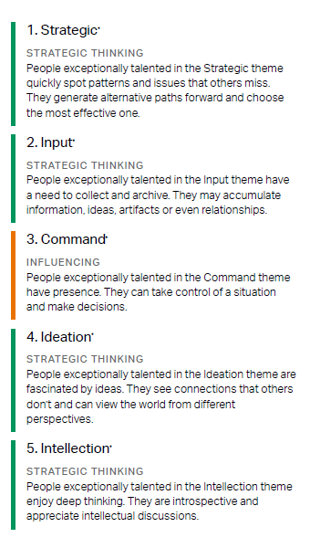 An image of Andy's Strengths report