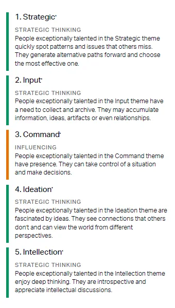 An image of Andy's Strengths report