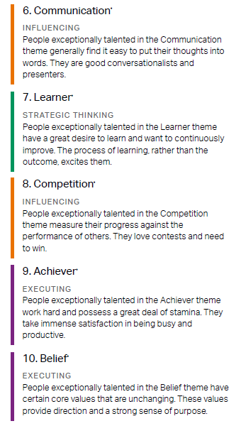 An image of Andy's Strengths report