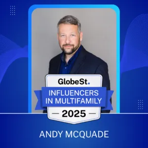 an image of andy mcquade's recognition in globest multifamily